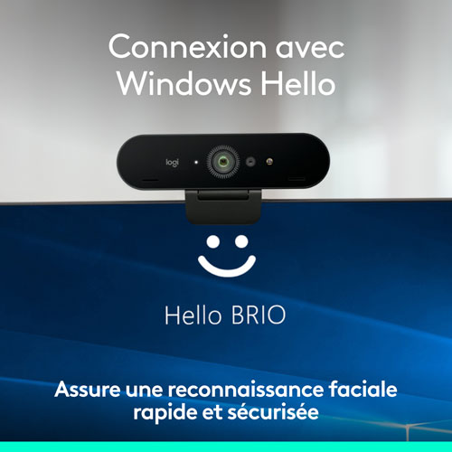 Caméra Web 4K Pro Brio de Logitech avec HDR et micros à suppression du bruit