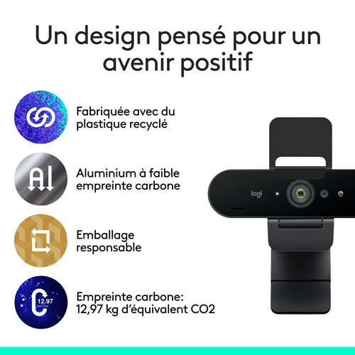 Caméra Web 4K Pro Brio de Logitech avec HDR et micros à suppression du bruit