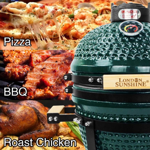 London Sunshine Ceramic Kamado Charcoal BBQ Griller - 13 inch Cadet Series