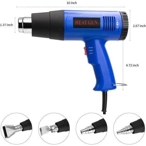 ISTAR 1800W 110V Dual Temperature Heat Gun Portable Hot Air Gun w/4 Nozzles for Heat Shrink Tubing, Wrapping Drying Painting Blue