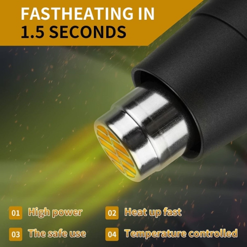 ISTAR 1800W 110V Dual Temperature Heat Gun Portable Hot Air Gun w/4 Nozzles for Heat Shrink Tubing, Wrapping Drying Painting Blue