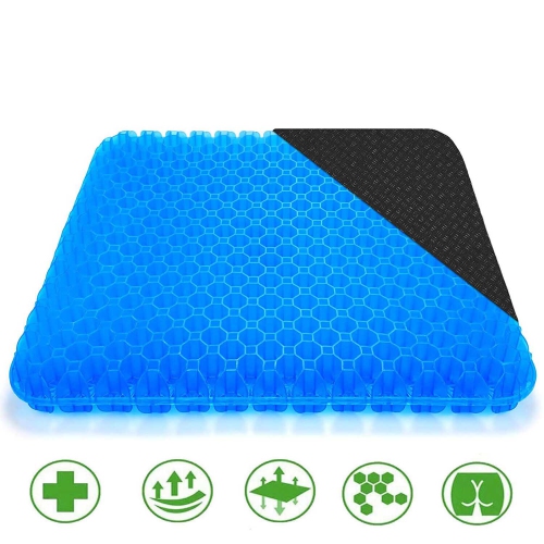 ISTAR Gel Seat Cushion Double Pressure Relief with Non-Slip Cover Breathable Design for Office Chair Car Wheelchair