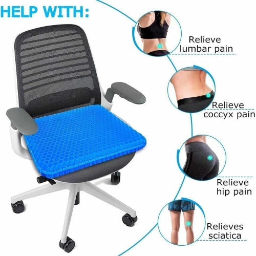 ISTAR Gel Seat Cushion Double Pressure Relief with Non-Slip Cover Breathable Design for Office Chair Car Wheelchair