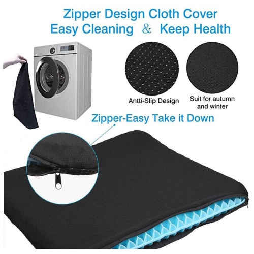 ISTAR Gel Seat Cushion Double Pressure Relief with Non-Slip Cover Breathable Design for Office Chair Car Wheelchair