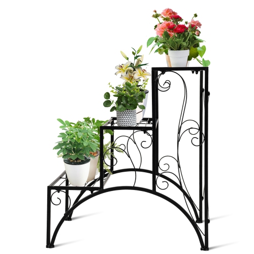 Costway Plant Rack 3-Tier Metal Plant Stand Garden Shelf Stair Style Decorative