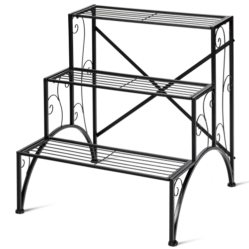 Costway Plant Rack 3-Tier Metal Plant Stand Garden Shelf Stair Style Decorative