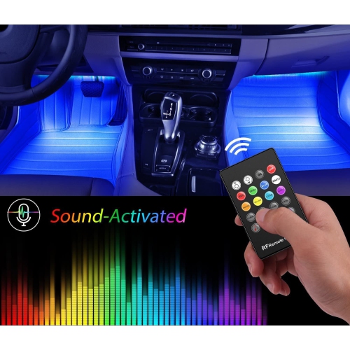 RGB Car LED Light Strips, Sound Activated with Remote Control, 48