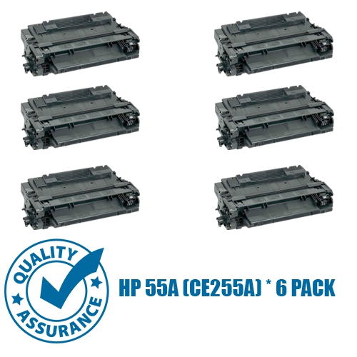 Printer Pro™ Compatible Replacement for 6 Pack HP 55A/hp55a/ce255a/55a Black Toner Cartridge for HP Printer LaserJet Enterprise MFP M525 P3015 M521
