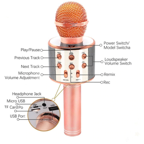 Microphone de karaoké sans fil Bluetooth
