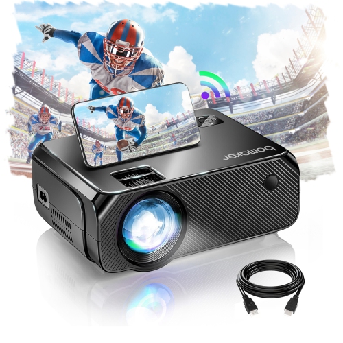 Bomaker GC355 Movie Projector, Portable Mini Projector for 2023 Super Bowl, Work with Smartphone, Laptop, PC, TV Stick, USB, PS4