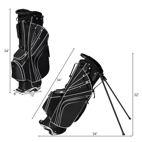 Gymax Golf Stand Bag 6 Way Divider Golf Carry Bag w/ Straps & 7 Storage Pockets