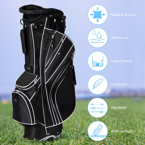 Gymax Golf Stand Bag 6 Way Divider Golf Carry Bag w/ Straps & 7 Storage Pockets