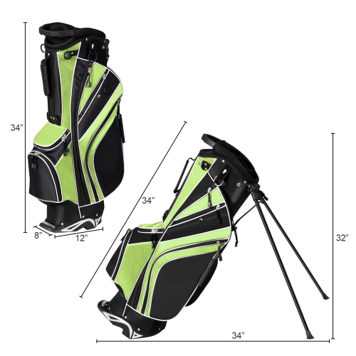 Gymax Golf Stand Bag 6 Way Divider Golf Carry Bag w/ Straps & 7 Storage Pockets