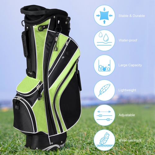 Gymax Golf Stand Bag 6 Way Divider Golf Carry Bag w/ Straps & 7 Storage Pockets
