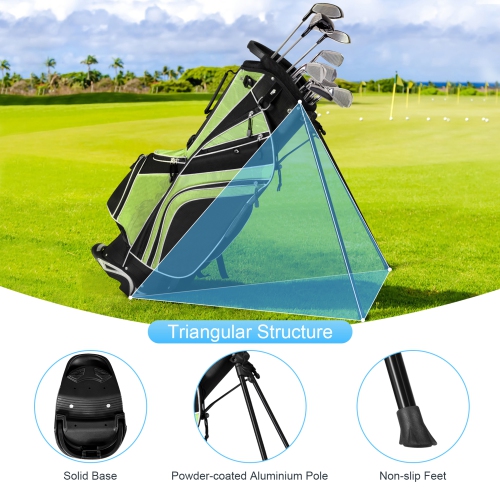 Gymax Golf Stand Bag 6 Way Divider Golf Carry Bag w/ Straps & 7 Storage Pockets