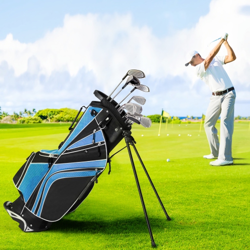 Gymax Golf Stand Bag 6 Way Divider Golf Carry Bag w/ Straps & 7 Storage Pockets