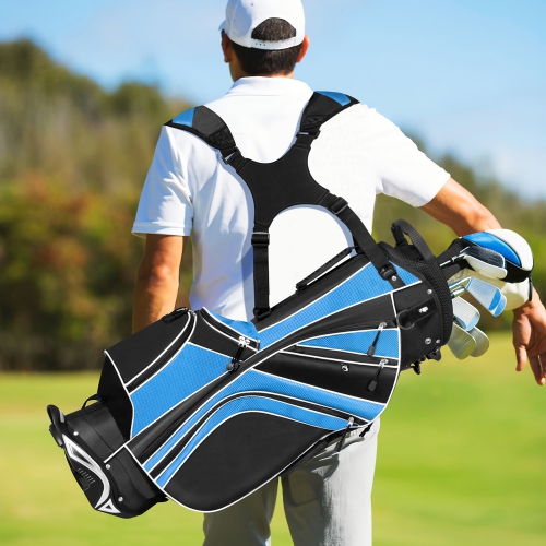 Gymax Golf Stand Bag 6 Way Divider Golf Carry Bag w/ Straps & 7 Storage Pockets