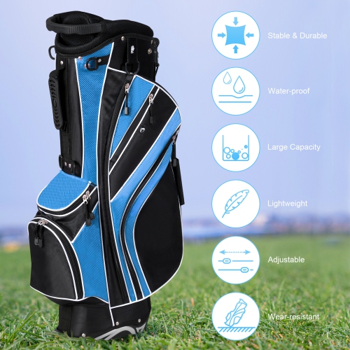 Gymax Golf Stand Bag 6 Way Divider Golf Carry Bag w/ Straps & 7 Storage Pockets