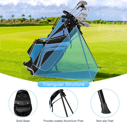 Gymax Golf Stand Bag 6 Way Divider Golf Carry Bag w/ Straps & 7 Storage Pockets