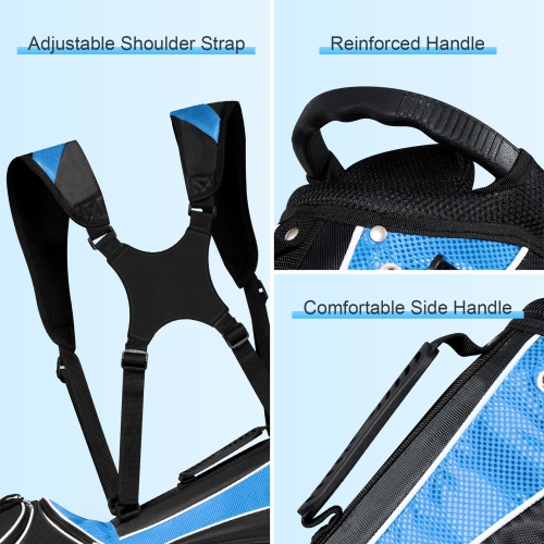 Gymax Golf Stand Bag 6 Way Divider Golf Carry Bag w/ Straps & 7 Storage Pockets