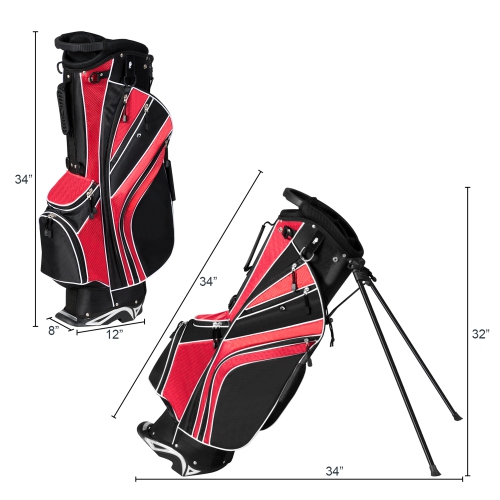 Gymax Golf Stand Bag 6 Way Divider Golf Carry Bag w/ Straps & 7 Storage Pockets