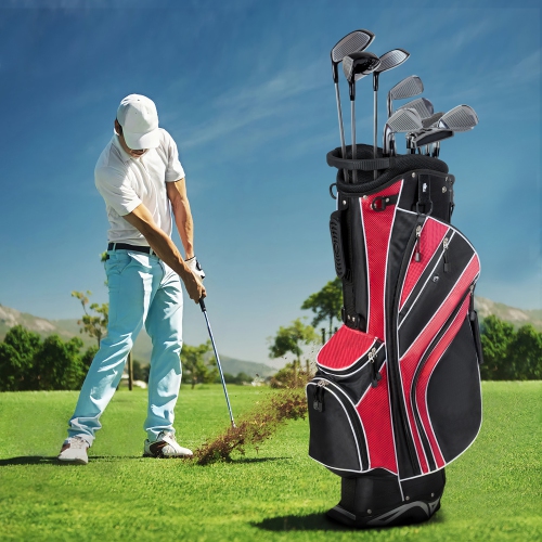 Gymax Golf Stand Bag 6 Way Divider Golf Carry Bag w/ Straps & 7 Storage Pockets