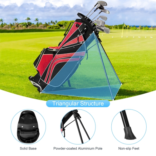 Gymax Golf Stand Bag 6 Way Divider Golf Carry Bag w/ Straps & 7 Storage Pockets
