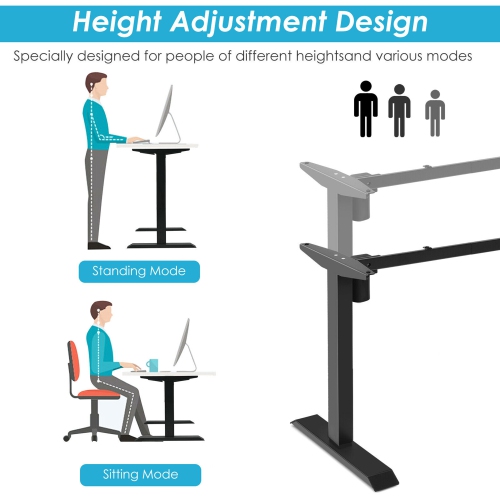 Gymax Electric Sit to Stand Adjustable Desk Frame w/ Button Controller