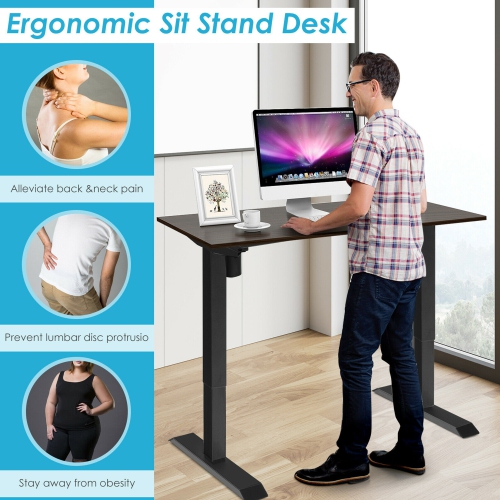 Gymax Electric Sit to Stand Adjustable Desk Frame w/ Button Controller