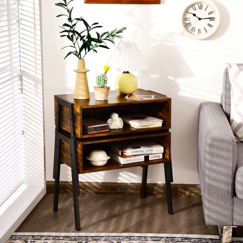 Gymax Stackable End Table Night Stand Bedside Table Shelf Accent Table