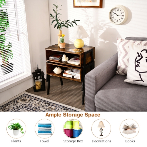 Gymax Stackable End Table Night Stand Bedside Table Shelf Accent Table