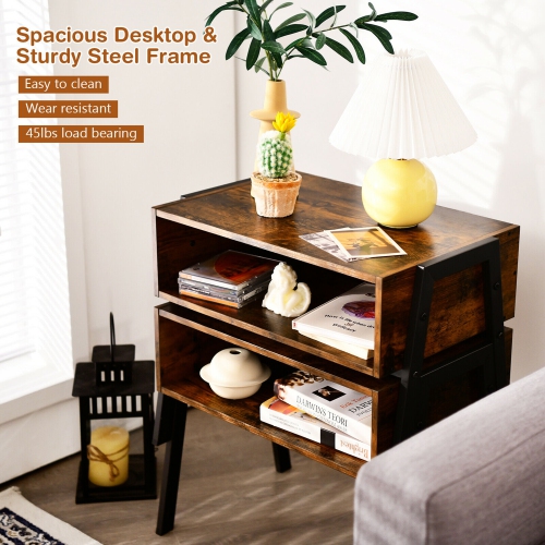 Gymax Stackable End Table Night Stand Bedside Table Shelf Accent Table