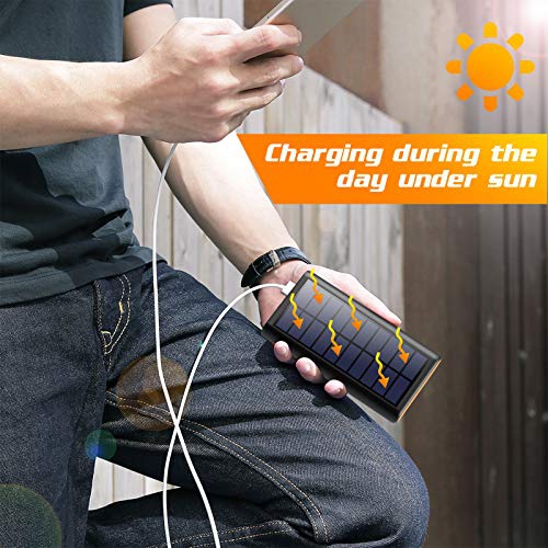 Chargeur solaire, batterie solaire 26800 mAh, chargeur portable avec LED et 2 ports de sortie USB, batterie externe pour le