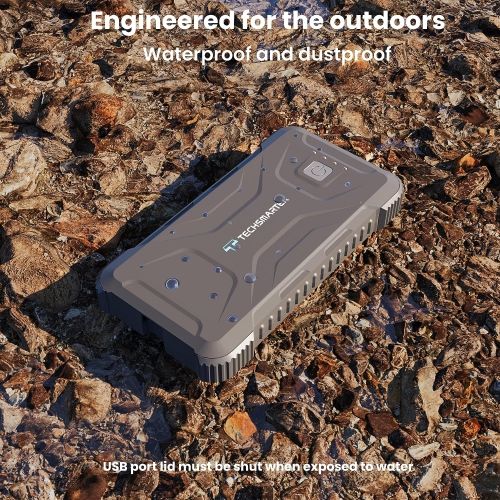 Techsmarter 20000mah Rugged & Waterproof 18W USB-C PD Power Bank. Camping & Outdoors Portable Charger for iPhone 14, 13, 12, 11, Samsung S22, S21,