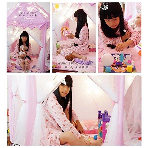 MonoBeach Princess Castle Play Tent Kids Play House with Star Lights Girls Pink Play Tents Toy for Indoor & Outdoor Games