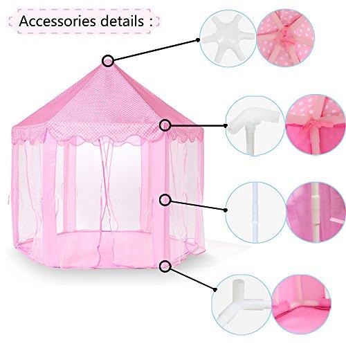 MonoBeach Princess Castle Play Tent Kids Play House with Star Lights Girls Pink Play Tents Toy for Indoor & Outdoor Games