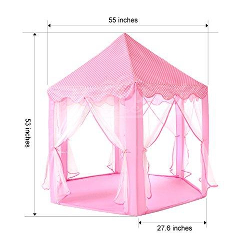 MonoBeach Princess Castle Play Tent Kids Play House with Star Lights Girls Pink Play Tents Toy for Indoor & Outdoor Games