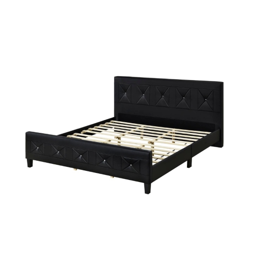 Aerys King Size Upholstered Platform Bed, King Bed Frame, Black