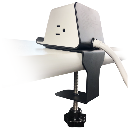 Clamp-on Wireless Charger Power Socket with Qi Charger, Multiple USB Ports, and Multiple Power Outlets