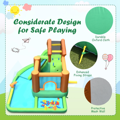 Costway Bountech Inflatable Waterslide Bounce House Climbing Wall without Blower