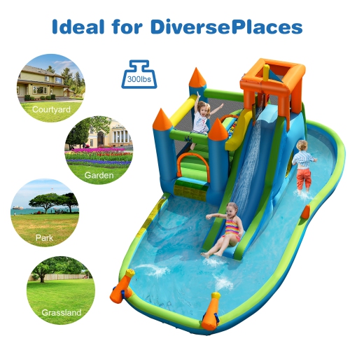 Costway Bountech Inflatable Water Slide Kids Bounce House Splash Pool without Blower