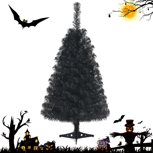 Gymax 3 Ft Un-lit Black Halloween Tree Artificial Tabletop Christmas Tree