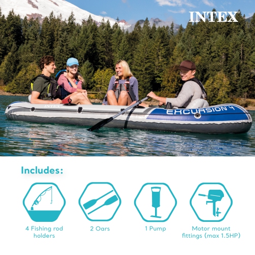 Intex 68324 Excursion 5 Set Inflatable Boat with Oars and Pump
