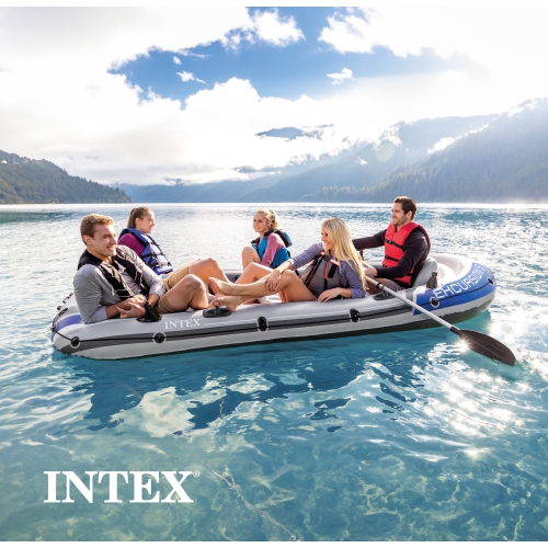 Intex 68324 Excursion 5 Set Inflatable Boat with Oars and Pump