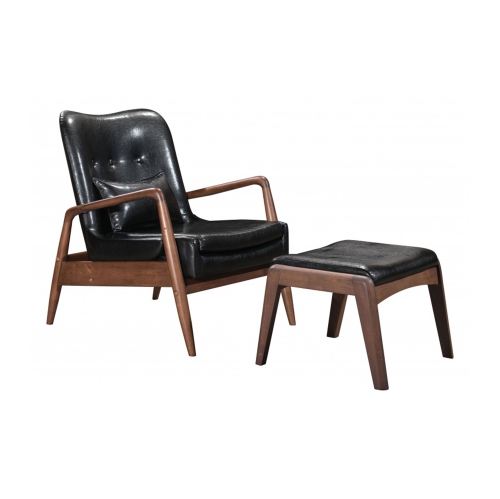 ZUO  Bully Lounge Chair And Ottoman - Black