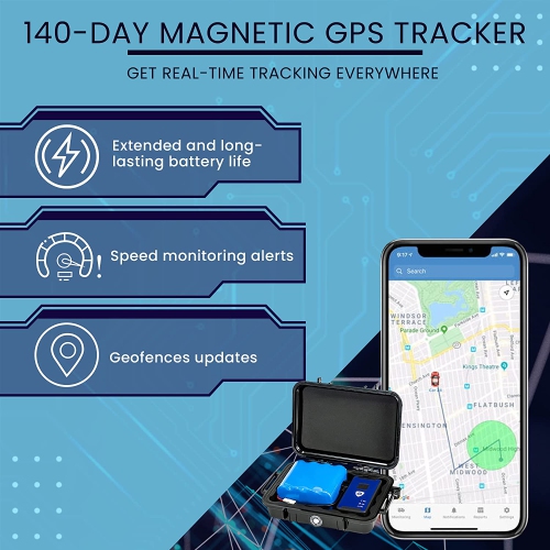 BrickHouse 140-Day GPS Tracker for Vehicles - Magnetic Case & Extended Battery - Long Lasting Car Tracker - Hidden Tracker Device - For kids, Trucks,