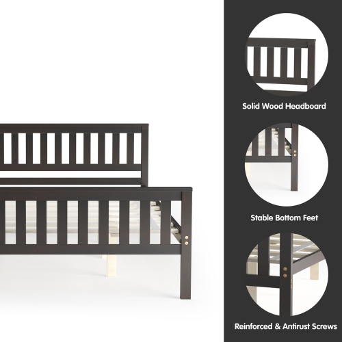Costway Queen Wood Platform Bed with Headboard and Footboard Mattress Foundation