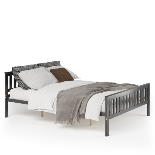 Costway Queen Wood Platform Bed with Headboard and Footboard Mattress Foundation
