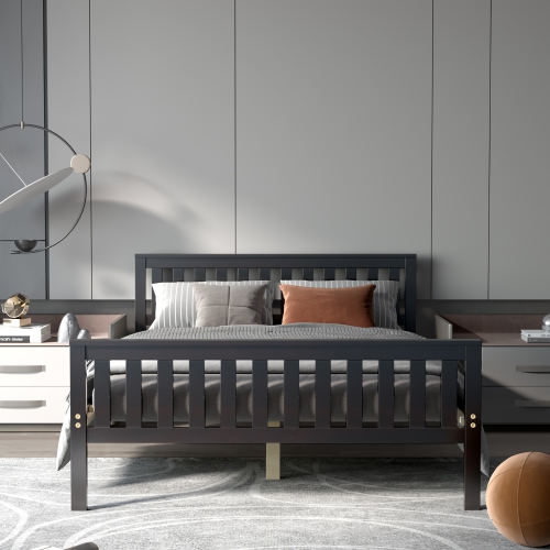 Costway Full Wood Platform Bed with Headboard and Footboard Mattress Foundation