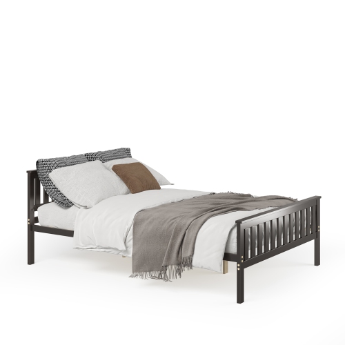 Costway Full Wood Platform Bed with Headboard and Footboard Mattress Foundation